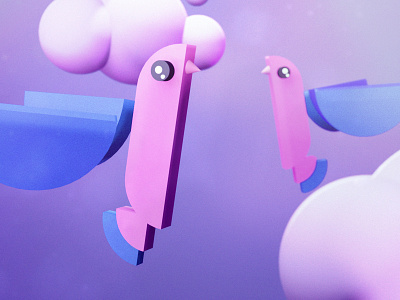 Geometric birds 3d adobe birds blender blue design dribbble pastel pink