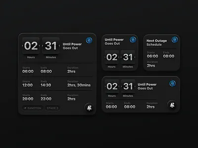 Load Shedding Widget ⚡️ Eskom app concept count down design ios skeuomorphism south africa ui ux widget widgets