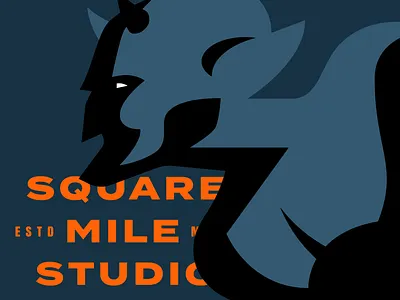 Square Mile Studio black blue demon devil illustration orange shadow vector wordmark