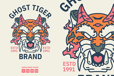 Tiger Hand Drawn Illustration animals badge design drawing emblem ghost hand drawn illustration logo mascots print printing tiger tshirts