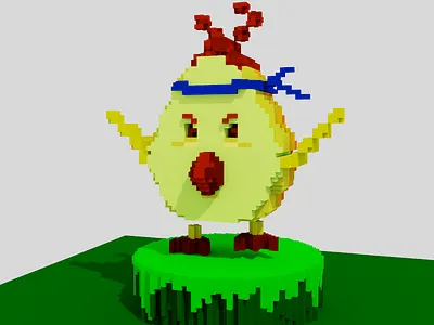 Egg Warrior 3d character chicken egg game illustration mascot pixel voxel warrior