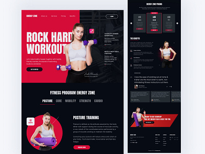 Energy Zone - Landing page app branding design designchallenge02 fitness fitness website graphic design landing page sport sport website ui ux web website workout workout website