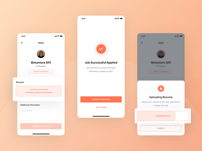 Joboard - Job Apply app apply design hiring hiring platform illustration ios job job application job apply job board minimal mobile mobile app submit ui ui kit upload ux vacancy