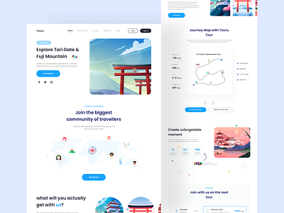 Landing Page Touring - Touru adventure app booking branding design graphic design illustration landing page tour tour website touring tourism travel trend trip ui ux vacation website wolrd