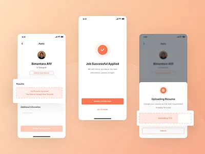 Joboard - Job Apply app apply design hiring hiring platform illustration ios job job application job apply job board minimal mobile mobile app submit ui ui kit upload ux vacancy