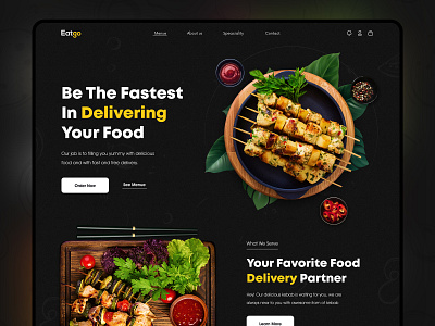 Food delivery Website Concept app branding darkweb design foodapp fooddeliveryweb foodservice foodweb foodwebsite landing page design landingpage minimal modern design restaurantwebdesign restaurantwebsite ui uidesign uiux webdesign website