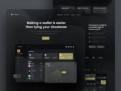 CashMate Finance Management Landing Page Design banking concept design finance finance control finances fintech interface investment landing landing page management service ui ui visual design user interface ux wallet web design website