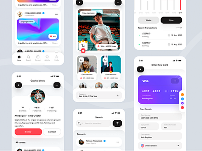 Capital Votes application - Real Project app application bank chart chat clean contest crypto instagram minimal mobile profile project ui wallet