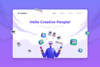 Creative Landing Page app clean comment design designer dribbble feedback hero home page illustration l like newshot ui uiux user interface viral web