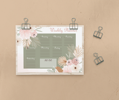 Floral Weekly Planner Design 🌸 branding design flat graphic design illustration logo minimal vector weekly planner