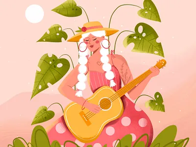 Guitar lady character character design design digital art digital illustration graphic design illustration illustration art vector art vector illustration