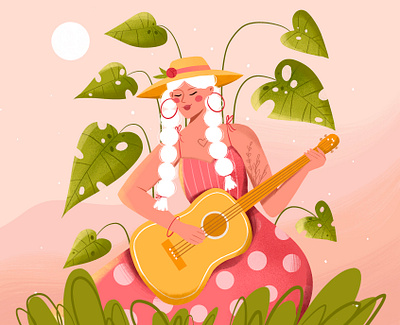 Guitar lady character character design design digital art digital illustration graphic design illustration illustration art vector art vector illustration