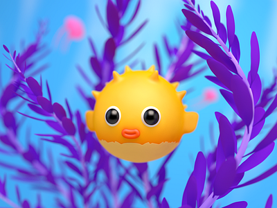 🐡 3d 3d illustration blender c4d character cinema4d cool cute design fish funny illustration mograph path render sea