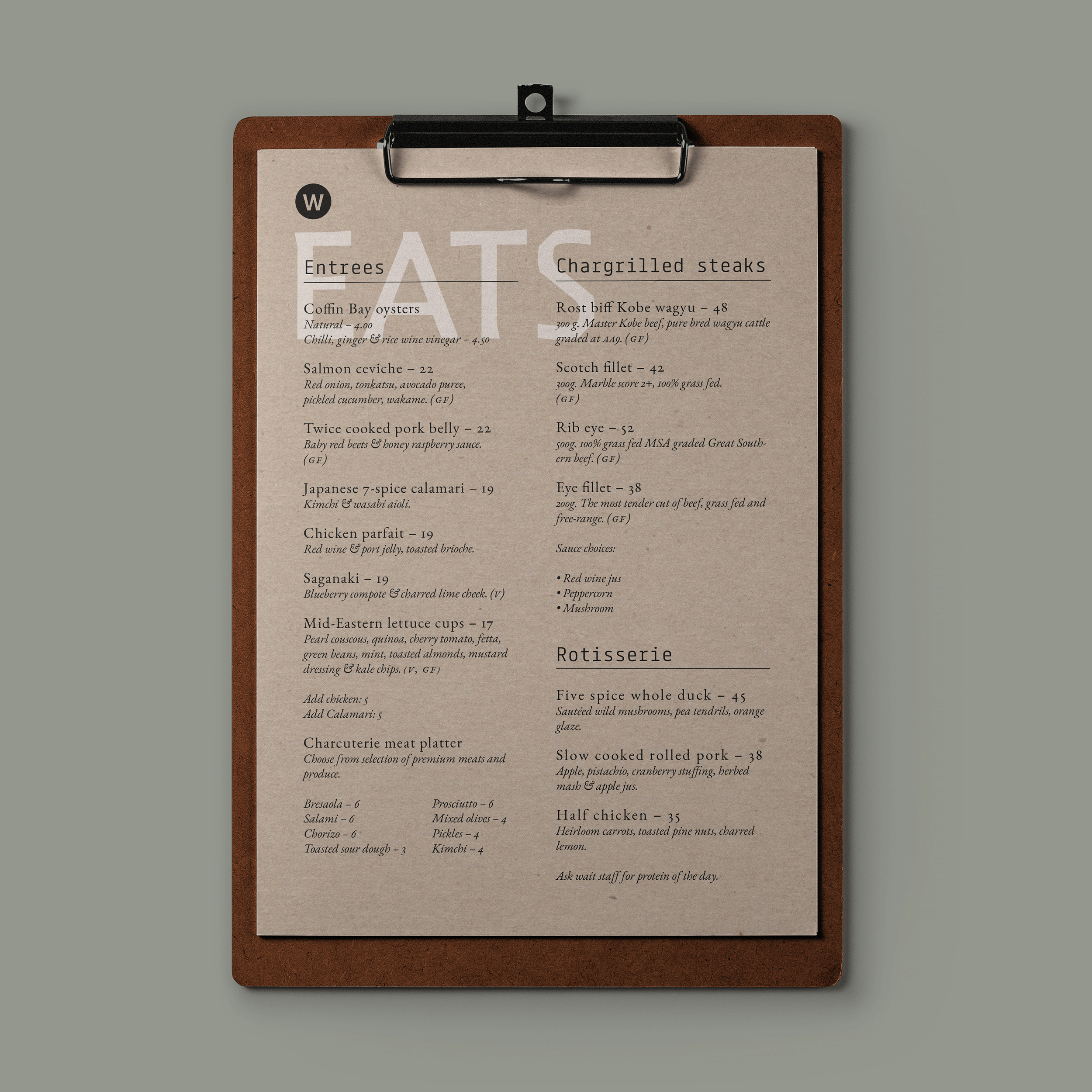 Wayside Inn menu branding graphic design typesetting typography