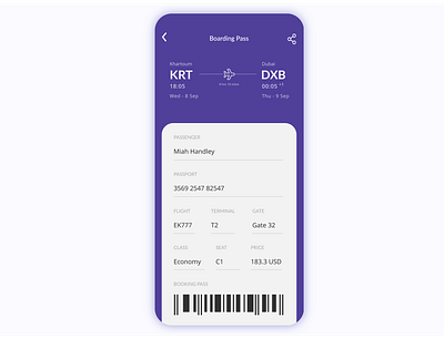 Boarding Pass app boardingpass daily ui dailyui dailyui 024 dailyuichallenge ui design