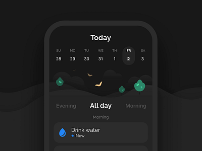 Productive - Habit Tracker animation calendar dark day graphic habit idea lifestyle list motion motivation plan productivity routine schedule slider task time to do ui