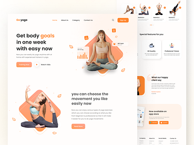 Yoga Landing Page app fitnes health health app home page interface landing page landing page sport landing page yoga personal training sport training ui ui design ux design web design website design website fitnes workout yoga landing page