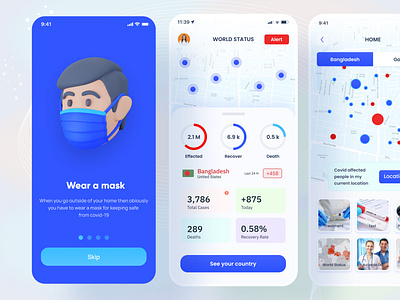 Covid-19 Prevent and Guidance Mobile App Design android android app design app app design apps corona corona virus covid covid 19 covid virus ios ios app design mobile mobile app mobile app design mobile app ui mobile ux ui design uiux ux design