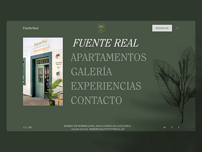 Fuente Real Menu + Apartments animation apartments botanical boutique branding design floral fuente real garden hotel motion motion graphics palm plants ui ui design web web design