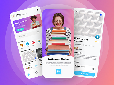 Educational App . app ui design clean ui educational app learning learning platform mobile app design mobile ui online school study app uiux ux ui design