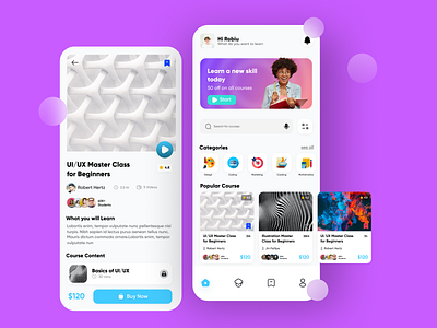 Learning App best ui clean ui e learning educational app online class online school online tutorial school app trending ui design uiux virtual class