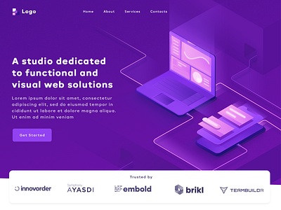 landing page🔮 branding code computer design figma header illustration isometric landing page phone ui vector website