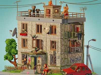 Panelka 3d blender illustration panelka