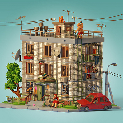 Panelka 3d blender illustration panelka
