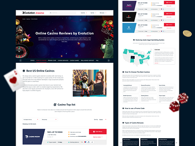 Casino Evolution review page affiliate branding casino casino games casino site design gambling logo online games slots ui ux uxdesign web website