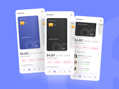 Slyd mobile app - Payment section branding card credit debit design illustration logo messenger page payments slyd ui ux
