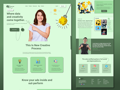 Creative Marketing Agency Landing Page UI Design agency branding creative dailyui design graphic design green illustration inspiration landing page light logo marketing new pro simple template theme ui vector