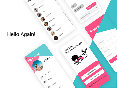 Hello Again! chat mobileapp profile register typography ui userinterfase