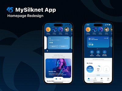 MySilknet App Homepage Redesign app redesign homepage redesign mobile app redesign mysilknet redesign silknet telecom app telecommunications ux redesign