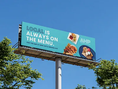 AMP Food Hall Billboard advertising billboard branding food indianapolis installation