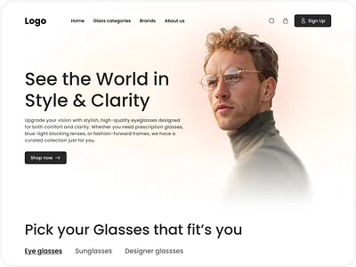 Eyewear - website landing page best shot branding e commerce ecommerce eye glass eye glasses eye wear eyewear fashion figma graphic design landing page sunglasses swiss design ui uiux design website design