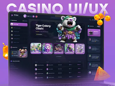 Slotiger: iGaming Social Casino Platform UI Design betting casino casino games crypto crypto casino dashboard gambling game gaming igaming online casino platform slot game slots social casino twinace uiux website