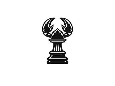 Crab Chess Logo black brand branding chess crab design elegant graphic design identity illustration lobster logo logo for sale pawn sale vector