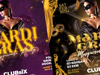 Mardi Grass Flyer Bundle club flyer design flyer design flyer template graphic design instagram masquerade flyer nightclub party flyer social media