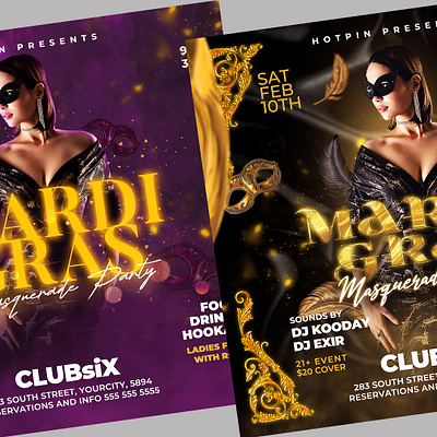 Mardi Grass Flyer Bundle club flyer design flyer design flyer template graphic design instagram masquerade flyer nightclub party flyer social media