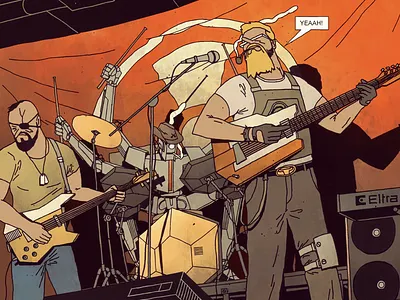 FUTURO DARKO/Stick N Stones/Page 02 band comic concert drums futurodarko gig guitar illustration metal music party rock