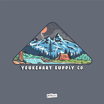 Camping adventure art badge campfire camping design explore illustration logo nature out outdoorapparel ui wild