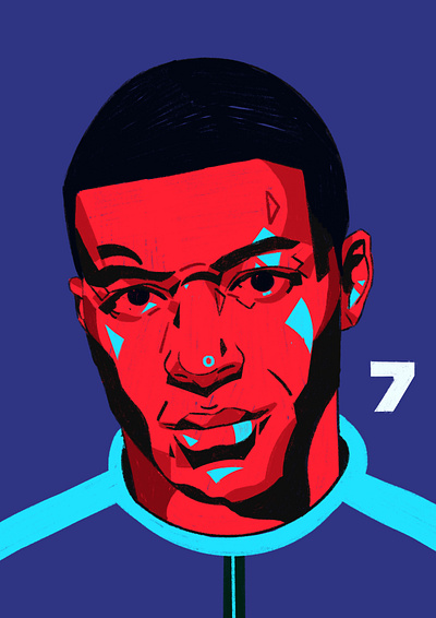 Mbappé face illustration football player football start footballer great talent illustrated faces illustrated portrait illustration illustrator mbappe people portrait illustrated portraits procreate