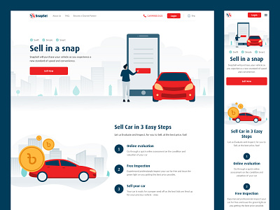 Snapsel Homepage auto auto industry bangladesh car car sell clean design digital flat homepage illustration minimal selling ui ux vector vehicle website design