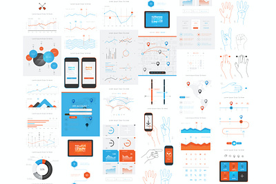 Vector Elements of Infographics and User Interface 3d business collection data design development document element icon interface internet isometric layout mobile modern tools ui user vector visualization