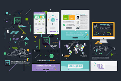 infographics element with Vector GUI Template 3d business clean collection data design development document element icon infographic internet isometric layout mobile modern tools ui vector visualization