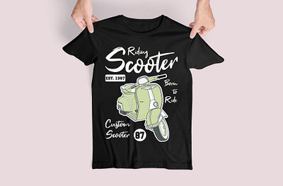 Riding Scooter T-shirt brand branding design graphic design illustration logo riding scooter t shirt t shirt art t shirt design vintage t shirt design