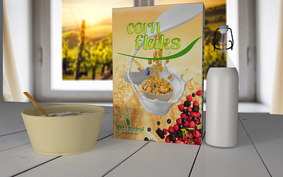 Corn Flakes packaging design 3d branding design graphic design