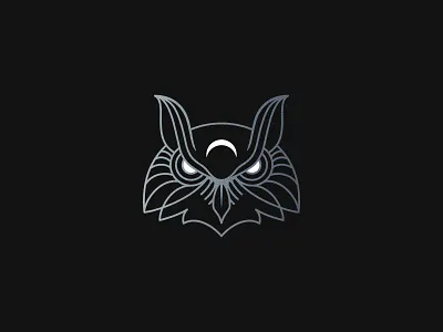 Owl Head Logo brand branding design icon illustration illustrator linework logo logo design logo designer logo mark logomark mark monoline monoline design moon owl vector
