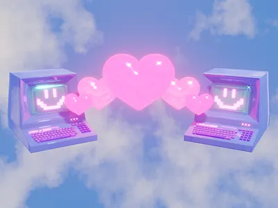 Computer Love 3d 3d render b3d blender eevee illustration y2k