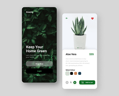 Greenly - Plant Shop mobile app app design ui ux